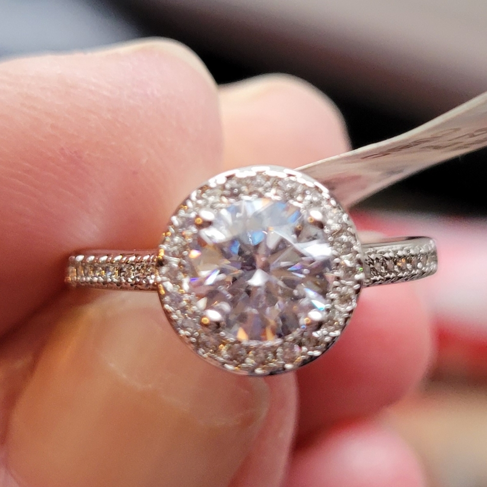 Womens size 9 cubic zirconia and stainless ring